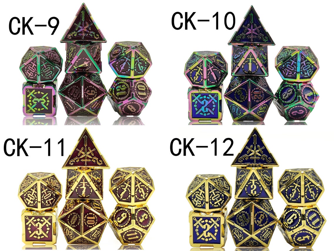 Metal dice set dragon dice sword heavy metal dice dungeons Etsy