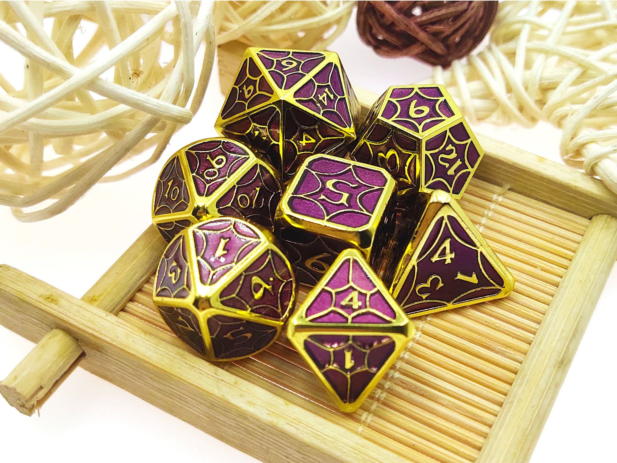 Metal dice set polyhedral dice gold dice set role playing Etsy