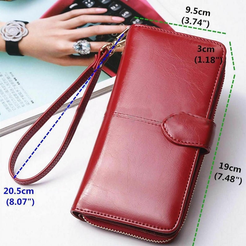 Women Wallet Purse Ladies Leather Long Zip Purse Card Holder Etsy