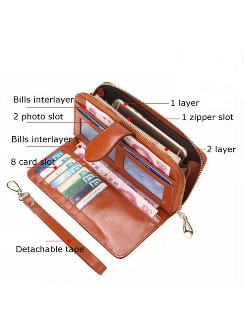 Women Wallet Purse Ladies Leather Long Zip Purse Card Holder Etsy