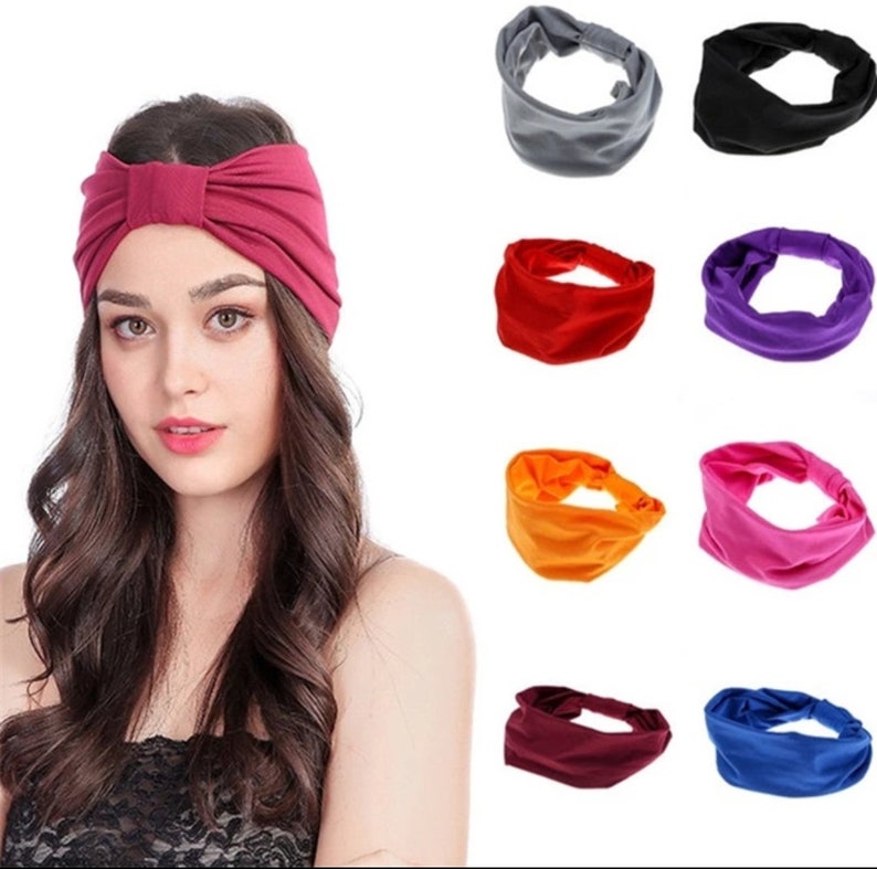 Elastic Headband Wide Hairband Head Wrap Yoga Stretch Turban Etsy UK