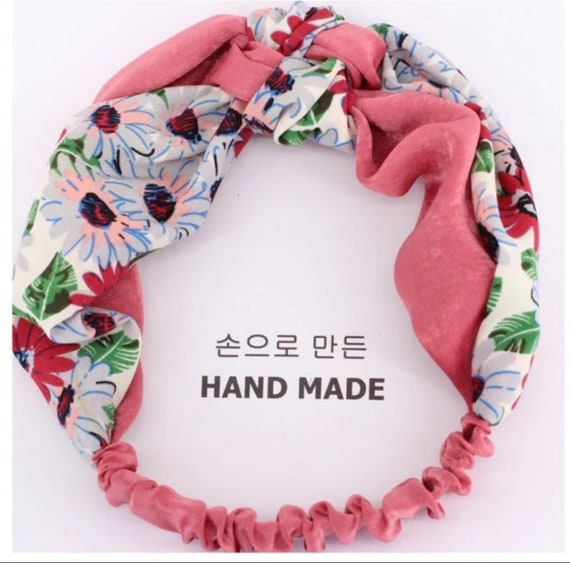 Ladies twist knot pattern headband elastic head wrap turban hair band flower