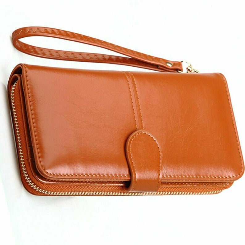Women Wallet Purse Ladies Leather Long Zip Purse Card Holder Etsy