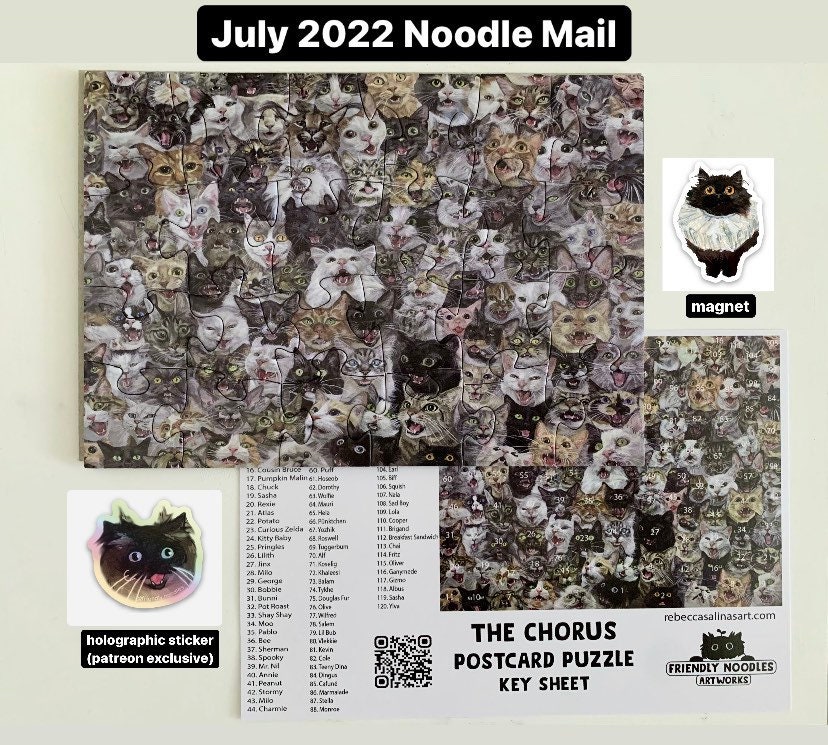 The Chorus Jigsaw Puzzles, 500 Piece, 1000 Piece, Cat Puzzle, Meowing,  Meow, Cats, Kitties, Cat Lover, Friendly Noodles 