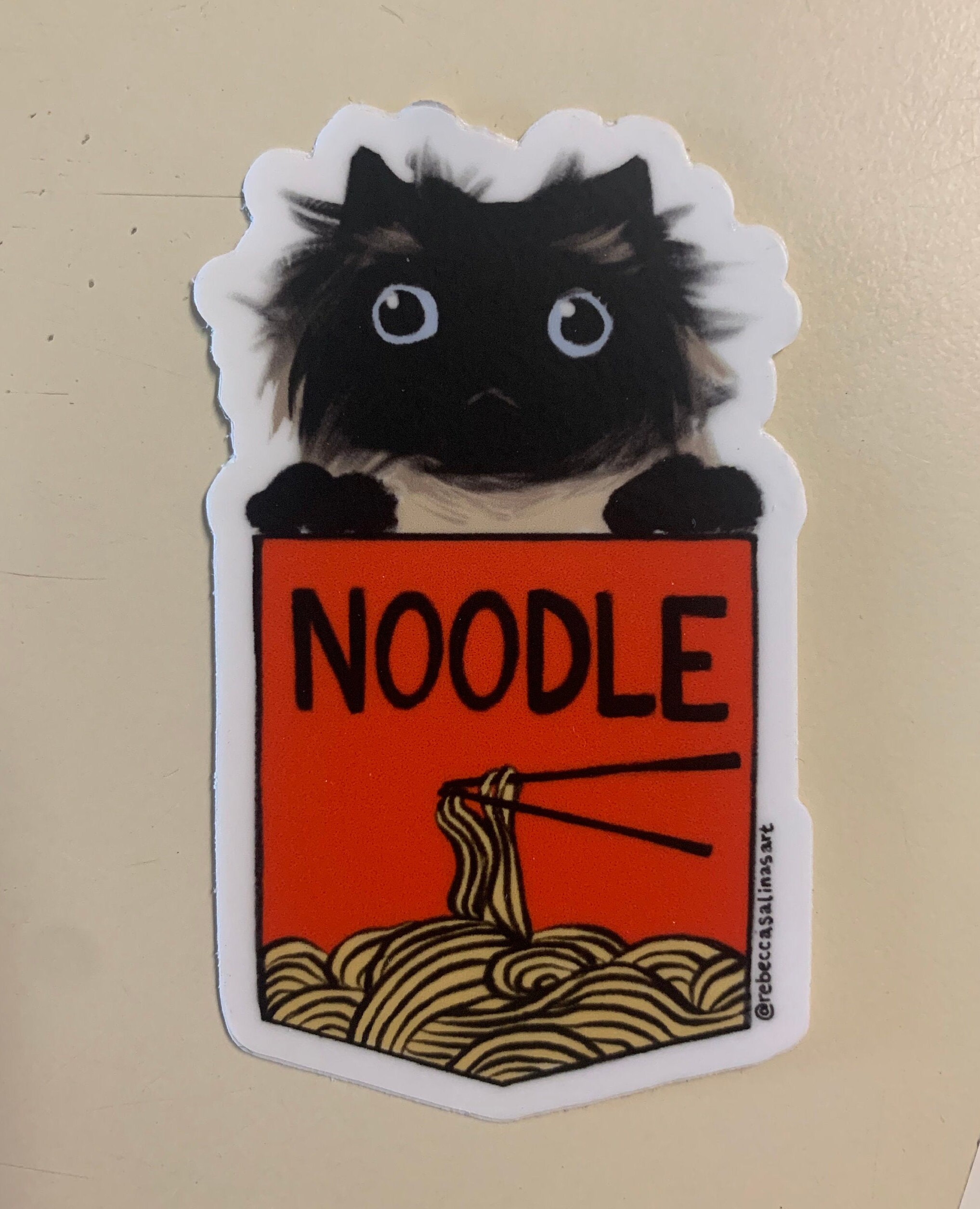Noodle Cat Sticker Red Ramen Cup Noodles Big Eyes Etsy
