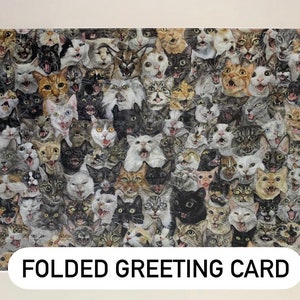 The Chorus Greeting Card, meowing cats, friendly noodles, happy birthday, funny cat, eyes, anniversary, stationary, noodle cat, thank you