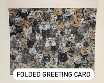 The Chorus Greeting Card, meowing cats, friendly noodles, happy birthday, funny cat, eyes, anniversary, stationary, noodle cat, thank you