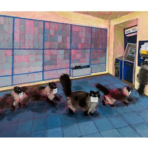 Noodle Mail Delivery 16x20" print, usps, envelope, stamps, subscription, patreon, cute, aww, cats, fluffy, floof