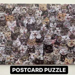 Puzzle di cartoline del coro, puzzle di gatti, gatti che miagolano, puzzle, spaghetti amichevoli, rebeccasalinasart, arte dei gatti, pittura
