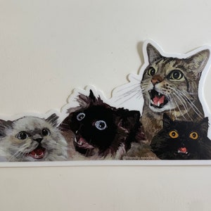 Meowing Cats sticker, singing, black cat, void cat, tabby cat, big eyes, noodles, noodling, friendly noodles, the chorus, meow