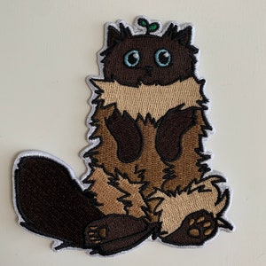 Noodle Sprout iron-on patch, patches, plant, cat, cats, friendly noodles, thread, toe beans, fluffy cat, cat belly, floof