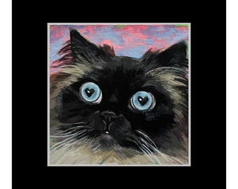 Noodle with Heart Eyes 8x8" print, valentine's, lover, mooning, cute, partner, gift, present, painting, artwork, cat, kitty