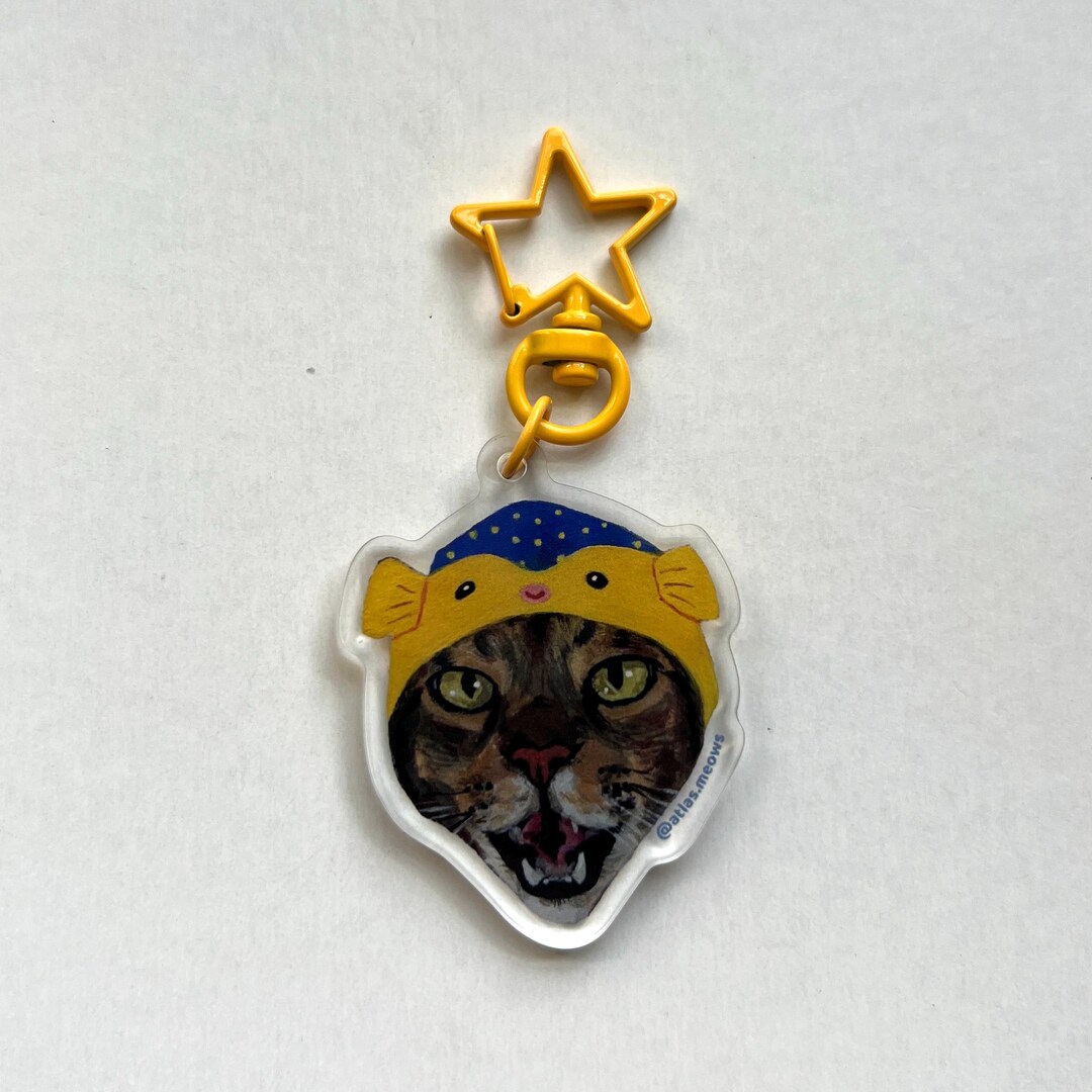 Atlas Fish Hat Keychain, Tabby Cat, Car Keys, Colorful, Meowing ...