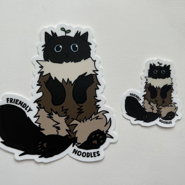 Noodle Sprout stickers, black cat, void cat, flowey, himalayan cat, big eyes, noodles, noodling, friendly noodles, color point cat