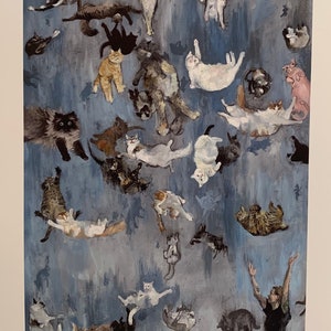 Raining Cats 12x20&quot; print, internet cats, smudge, lil bub, grumpy cat, yohji, thurston waffles, marla hooch, cat art print, cat lover, cats