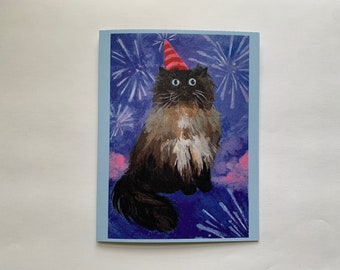 Noodle Birthday Card, friendly noodles, happy birthday, cat birthday card, funny cat, eyes, bday, b-day, anniversary, stationary, noodle cat