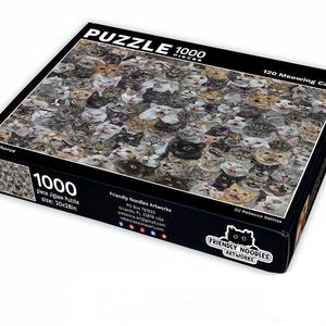 The Chorus Jigsaw Puzzle, 1000 piece, 504 piece, cat puzzle, meowing, meow, cats, kitties, cat lover, friendly noodles