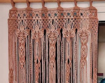 Decor Macrame curtain, Macrame panel curtain, Doorway Macrame Window curtain. Curtain. home macrame decor. Color Rose,Pawder. Home decor