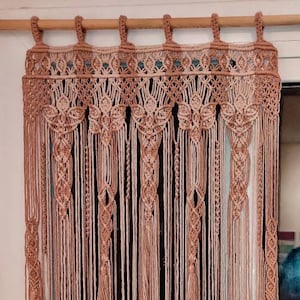 Decor Macrame curtain, Macrame panel curtain, Doorway Macrame Window curtain. Curtain. home macrame decor. Color Rose,Pawder. Home decor