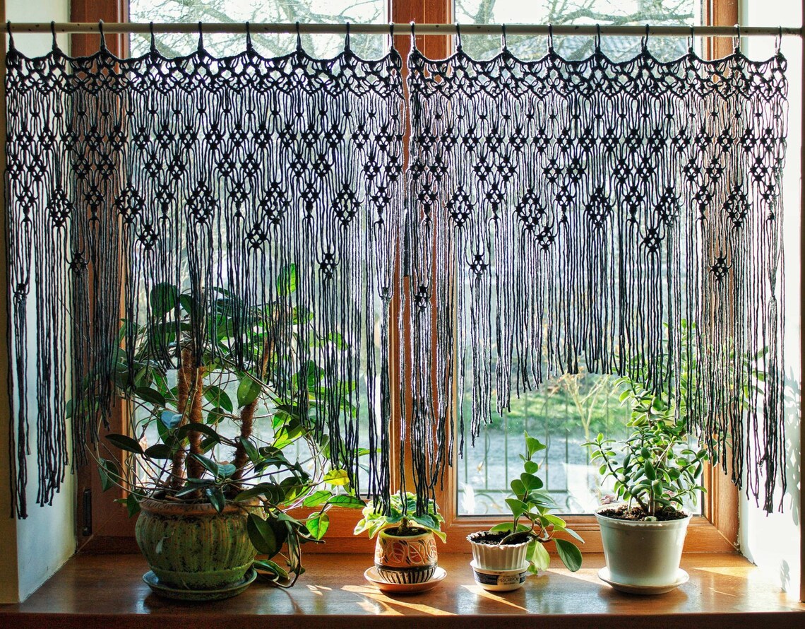 Macrame Window Design Arch Macrame Curtain,macrame Curtain, Window Macrame Curtain, Macrame ...