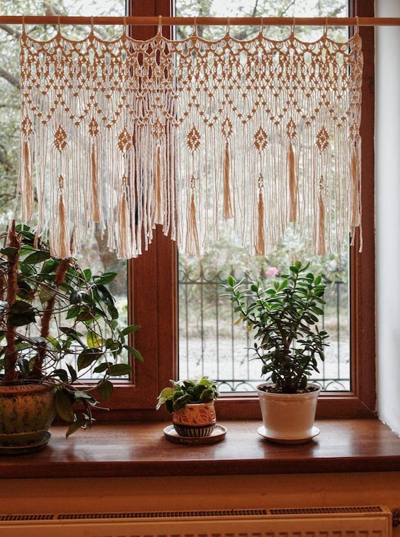 Decor Macrame Curtain decor Macrame Valance Window Macrame