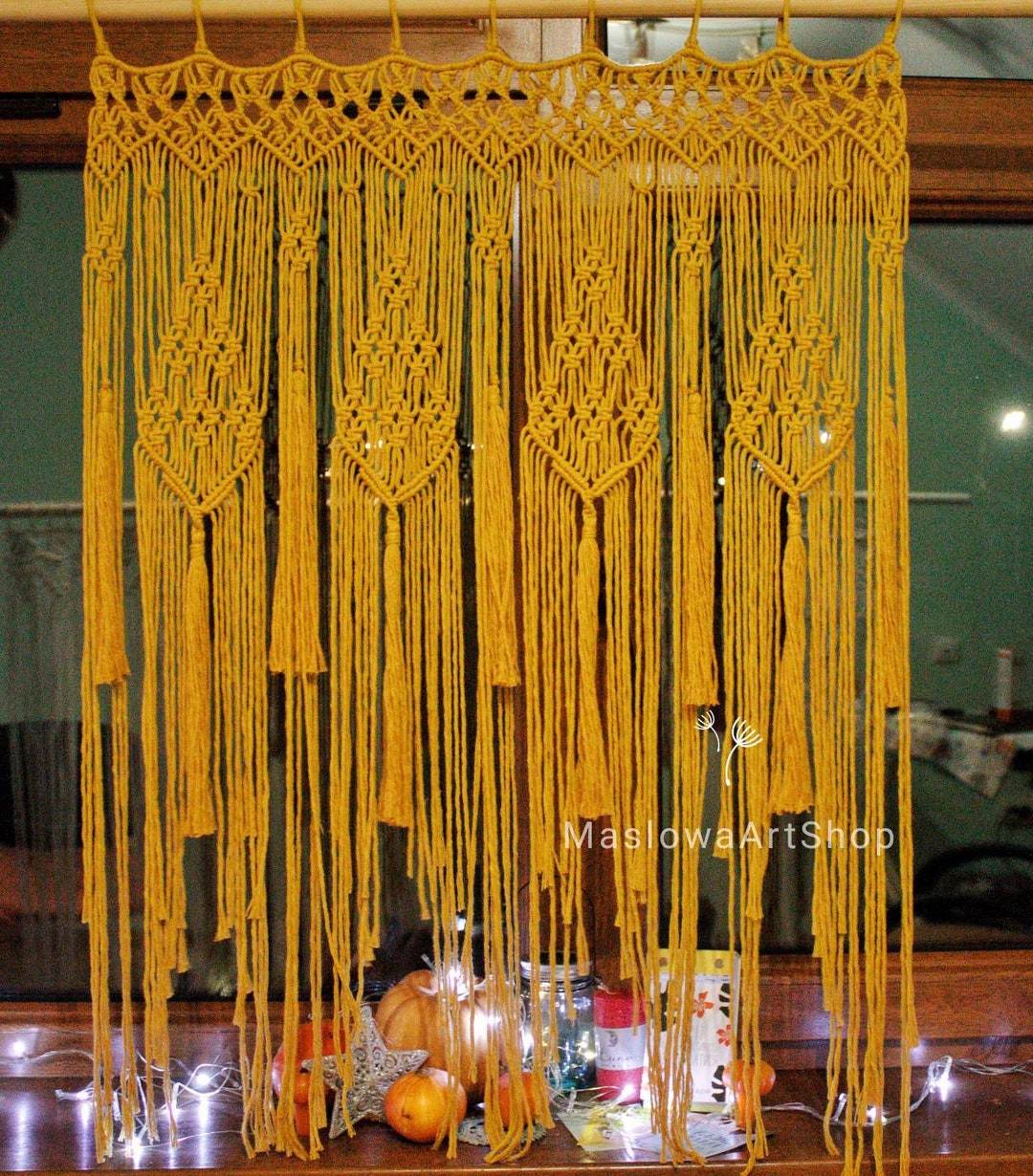 Macrame Window Design Decor Macrame Curtain, Window Macrame Curtain, Banner Macrame, Macrame ...