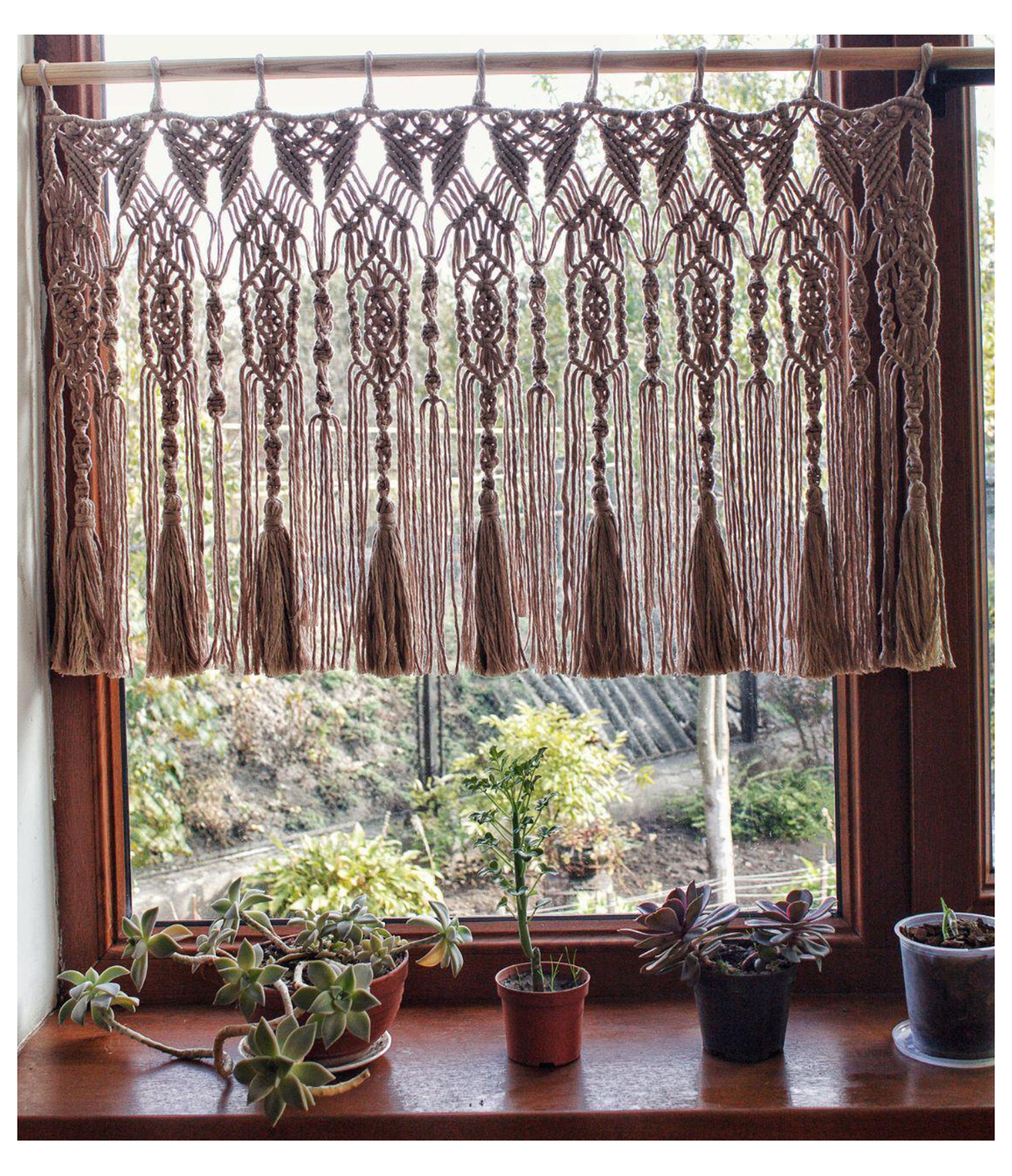 Macrame Window Design Macrame Curtain, Window Curtain, Banner Macrame,macrame Wall Art ...