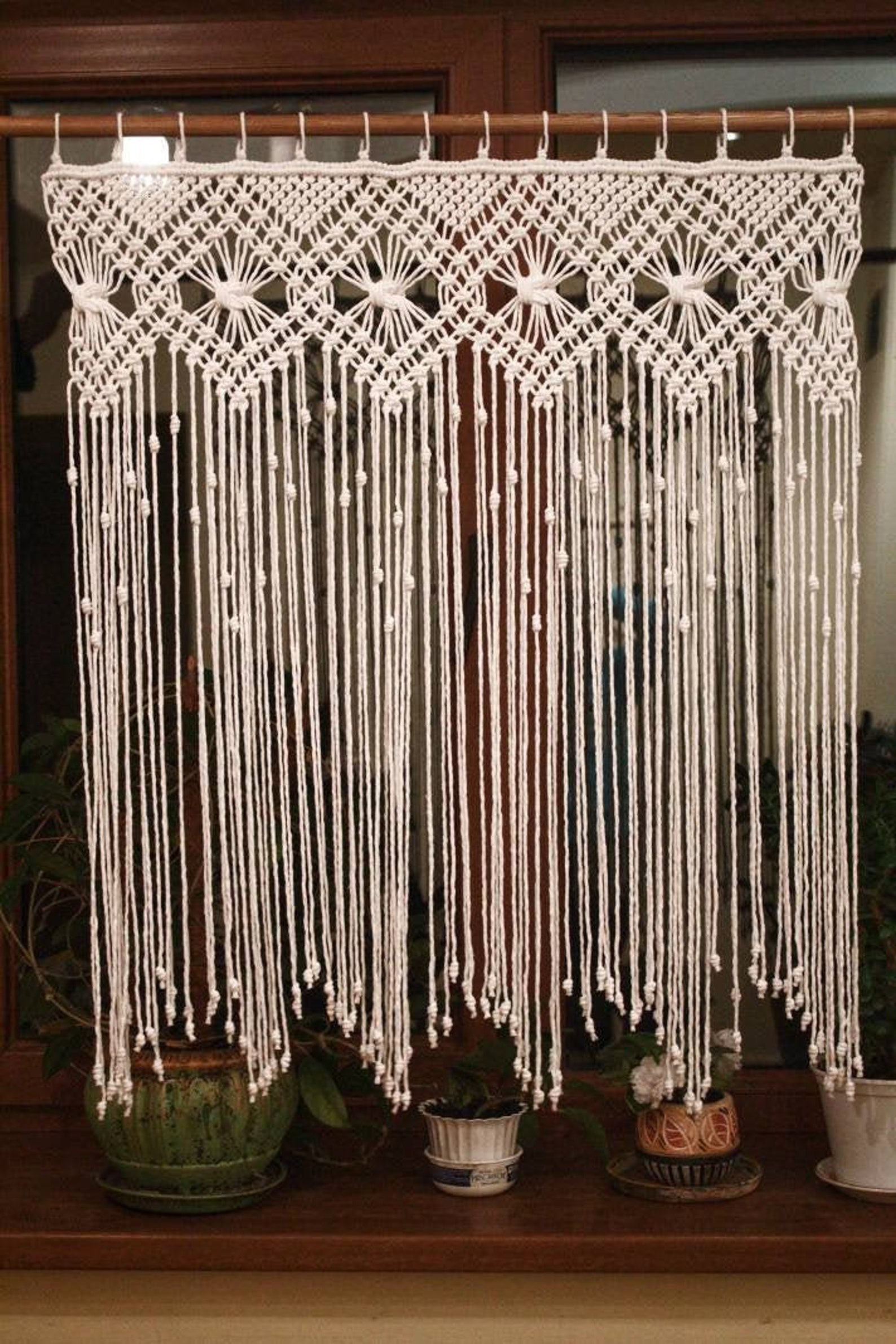 Cortina de Macrame de la ventana cortina de macramé de la Etsy