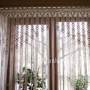 Macrame Curtain.  Door macrame Large wall hanging, Macrame fiber art, Macrame wall art, Cream macrame curtain.