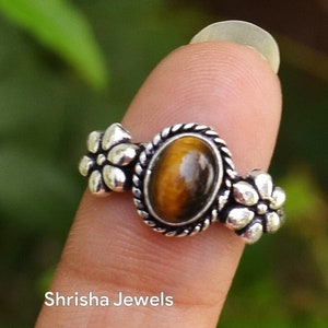 Tiger Eye Ring, 925 Sterling Silver Tiger Eye Oval Ring, Handmade Ring, Gift For Mom, Statement Ring