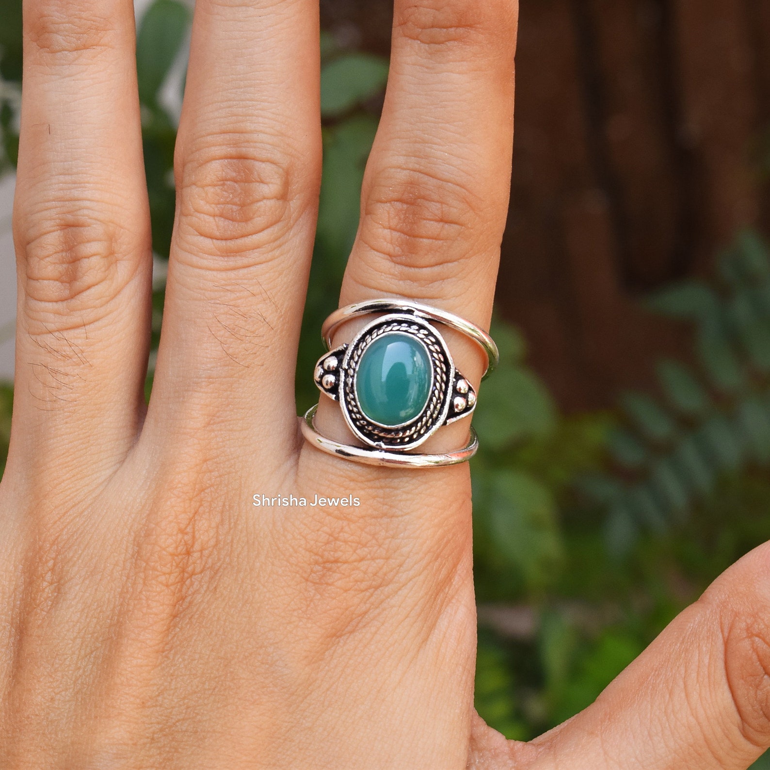 Green Onyx Ring 925 Sterling Silver Natural Green Onyx Oval Etsy