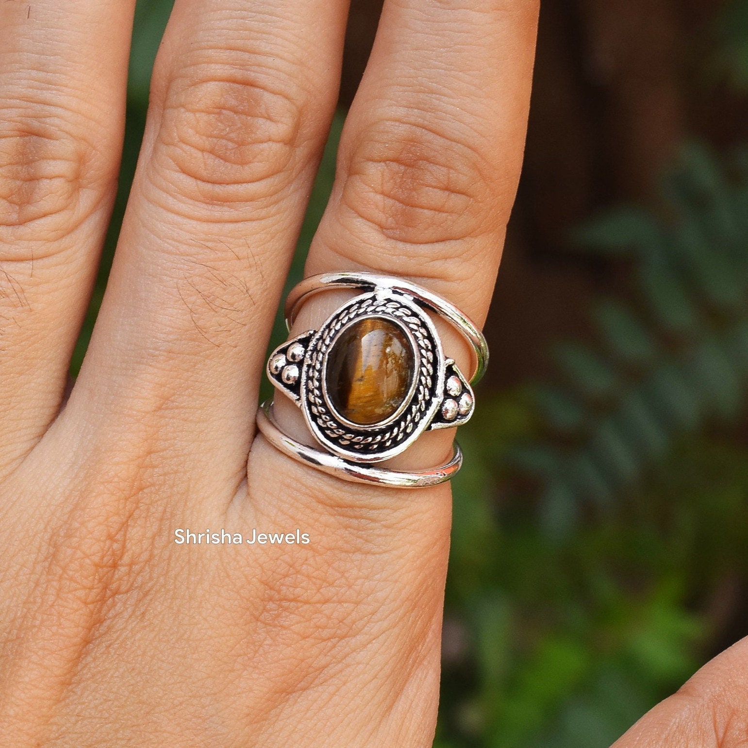 Keepsake Wife Statement Rings Custom Elegant Rings for Ladies Vintage Jewelry for Women Oval Engagement Gifts for Mom Sister Unique Tiger Eye Ring in 14k Gold Fashion 