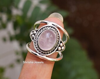 Rose Quartz Gemstone Sterling Silver Fine Ring Available in All Sizes ODR10 