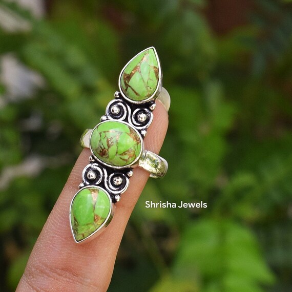 Green copper turquoise on sale ring