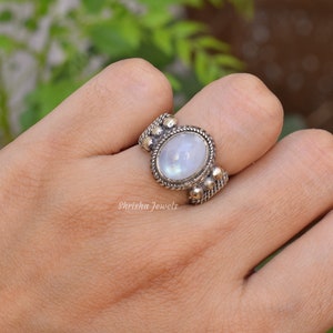 Vintage Sterling Silver Ring 925 Size 8 Moonstone India 
