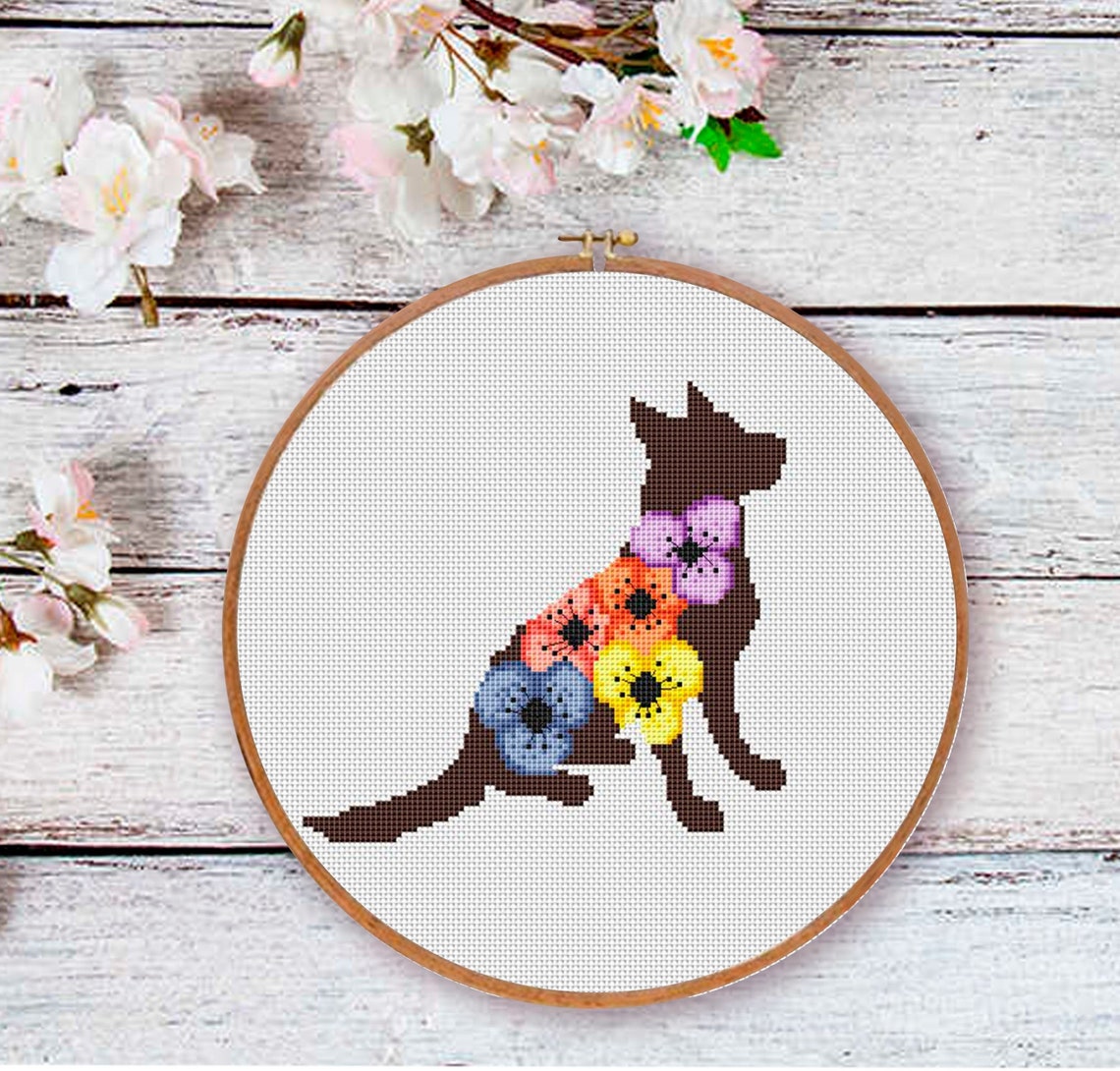 German shepherd cross stitch pattern silhouette Animals cross Etsy