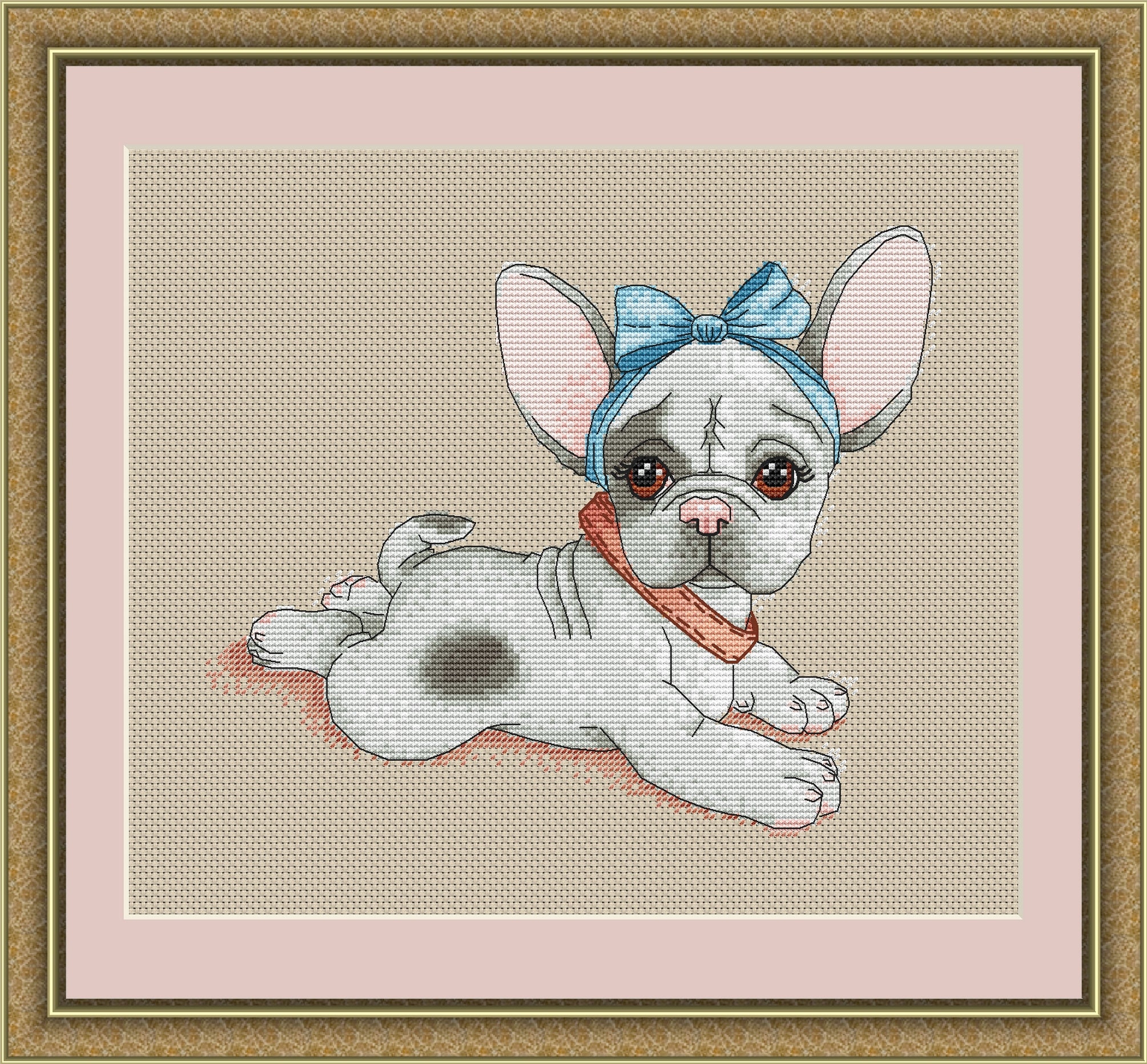 Dog cross stitch french bulldog Animals cross stitch Cute Etsy