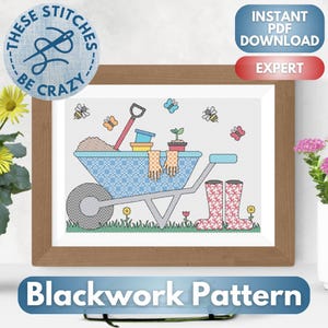 Gardening - Blackwork Pattern by These Stitches Be Crazy