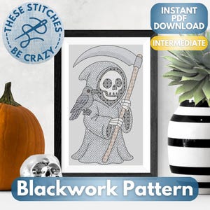 Grim Reaper - Blackwork Pattern by These Stitches Be Crazy