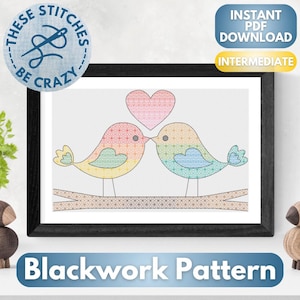 Love Birds - Blackwork Pattern by These Stitches Be Crazy