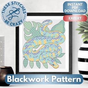 Slithering Snake - Blackwork Pattern by These Stitches Be Crazy