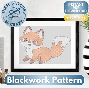 Charming Fox - Blackwork Pattern by These Stitches Be Crazy