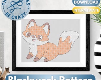 Bezaubernder Fuchs - Blackwork Pattern by Stitches Be Crazy