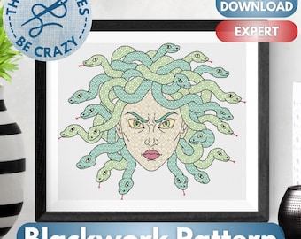 Medusa - Blackwork-Muster vonThese Stitches Be Crazy