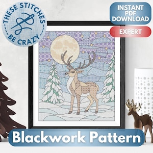 Vetrate colorate Foresta invernale - Motivo Blackwork di These Stitches Be Crazy