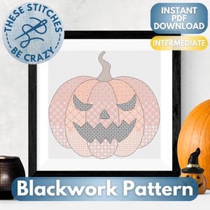 Jack-O'-Lantern - Blackwork Pattern by These Stitches Be Crazy