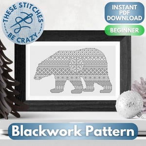 Snowflake Polar Bear - Blackwork Pattern by These Stitches Be Crazy