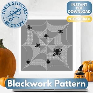 Spider Web - Blackwork & Cross Stitch Pattern by These Stitches Be Crazy