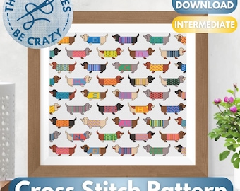 Dachshunds For Days - Cross Stitch Pattern by These Stitches Be Crazy