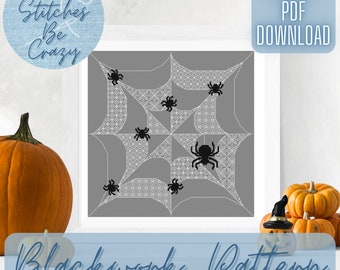 Spider Web - Blackwork & Cross Stitch Pattern (PDF Download) pretty insect halloween chart craft embroidery gift by These Stitches Be Crazy
